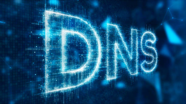 3d illustration text of dns on abstract background